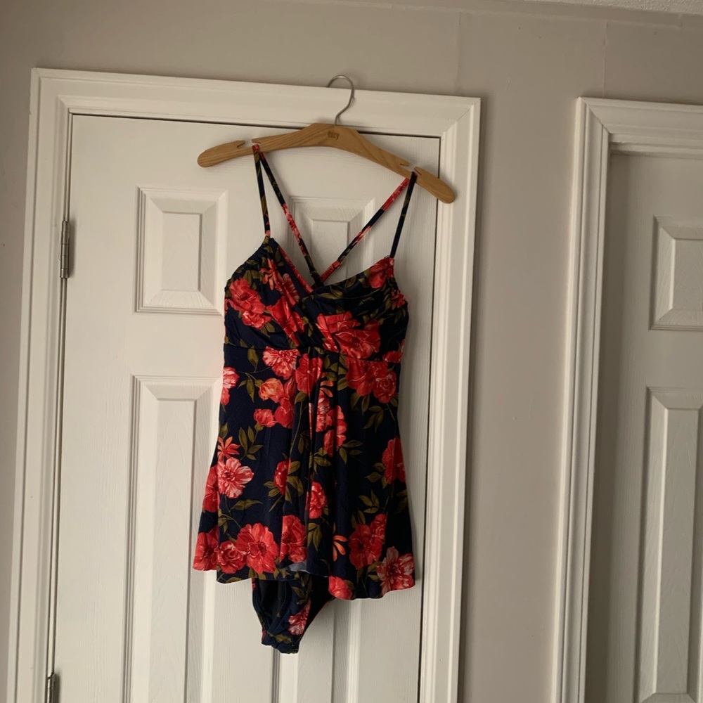 Garnet Hill Red Floral Bodysuit